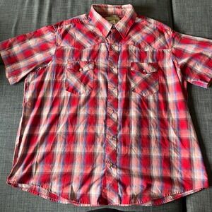 Wrangler Western Shirt Plaid Short Sleeve Pearl‎ Snap Rodeo 2XL 0086